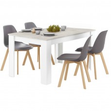 Pack Mesa con 4 Sillas Estilo Nórdico color Gris Cemento