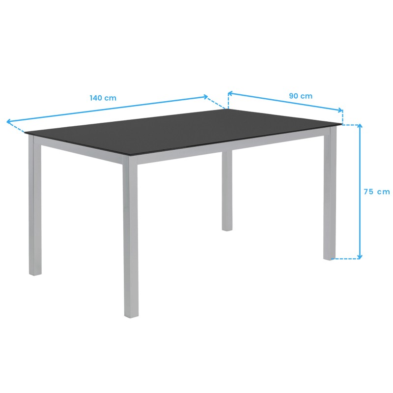 Mesa Cadell Cristal Color Negro Con Estructura De Metal 140x90 cm Mesa Cadell Cristal Color Negro Con Estructura De Metal 140x90 cm