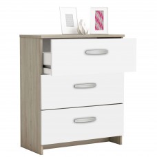 Cómoda Mesita Moderna Con 3 Cajones Nano Blanco PErla y Roble Shannon 61x72 cm Cómoda Mesita Moderna Con 3 Cajones Nano Blanco PErla y Roble Shannon 61x72 cm