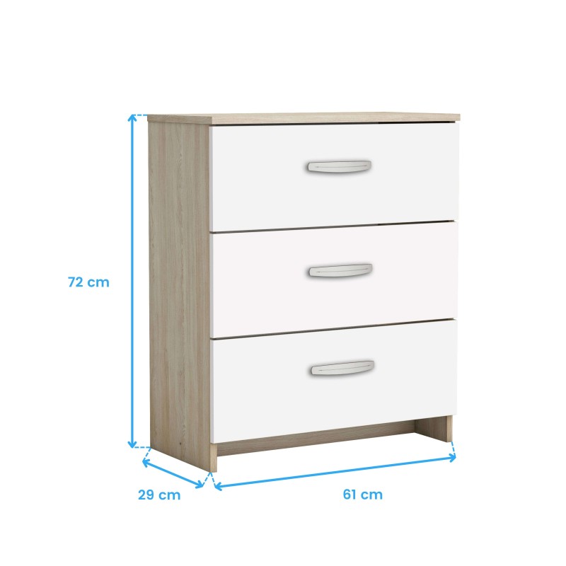 Mesita 3 Cajones Cotas 