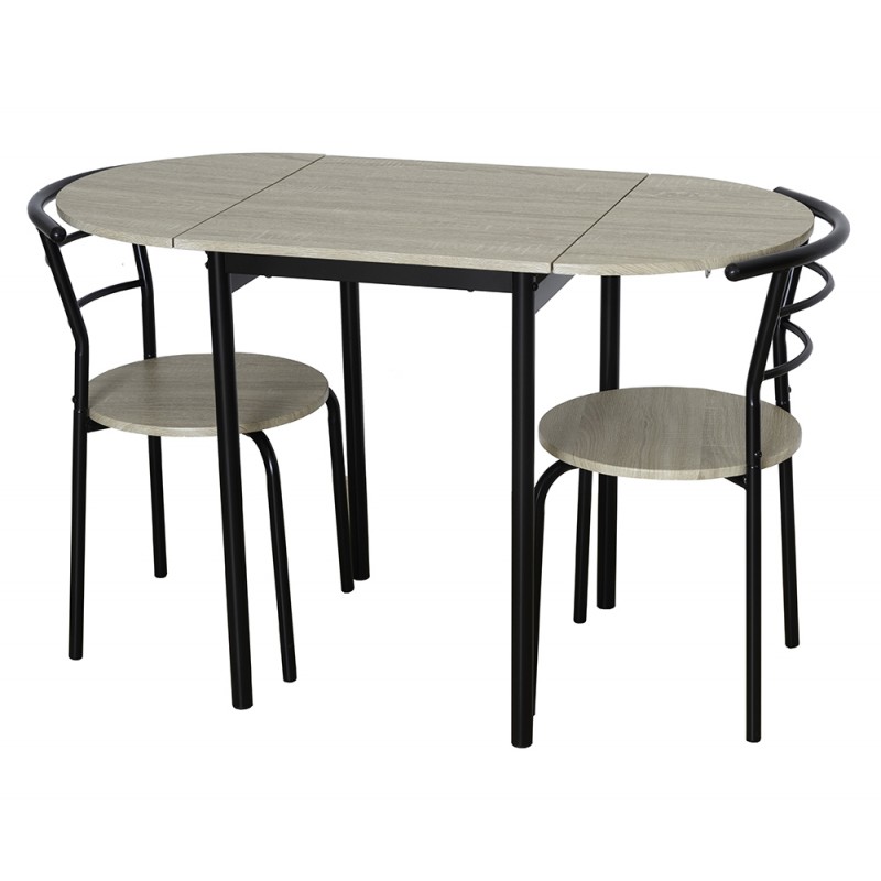 Conjunto Mesa y 2 Sillas Roble y Negro Butterfly