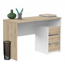 Mesa escritorio Harison con 3 cajones Roble kronberg y Blanco mate 117 cm Mesa escritorio Harison con 3 cajones Roble kronberg y Blanco mate 117 cm