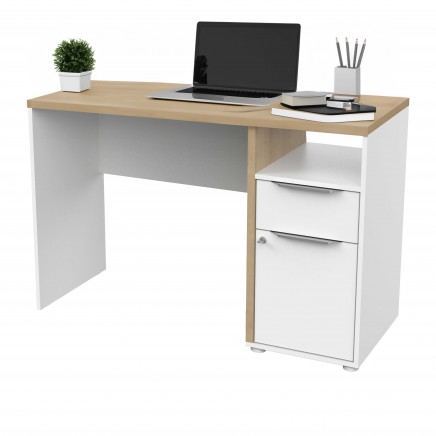 Mesa Escritorio Acces Roble Hamilton Y Blanco Mate 117 cm