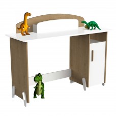 Mesa Escritorio Juvenil Naili Con Armario Blanco Mate y Roble Hamilton 135 cm