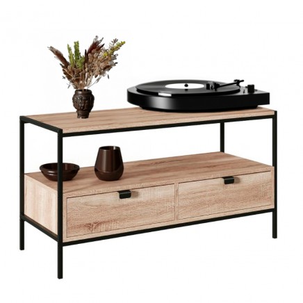 Mueble tv Aliaj Para salón comedor color negro y roble claro 100 cm
