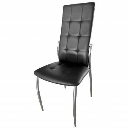 Sillas De Comedor Moderna Laci De Polipiel Y Metal Cromado Color Negro