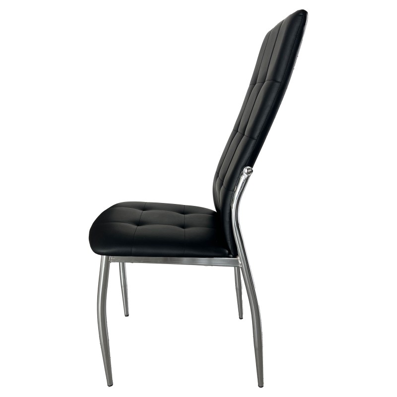 Sillas De Comedor Moderna Laci De Polipiel Y Metal Cromado Color Negro Sillas De Comedor Moderna Laci De Polipiel Y Metal Cromado Color Negro