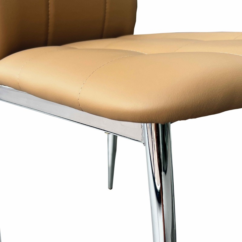 Sillas De Comedor Moderna Laci De Polipiel Y Metal Cromado Color Capuccino Sillas De Comedor Moderna Laci De Polipiel Y Metal Cromado Color Capuccino