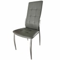 Sillas De Comedor Moderna Laci De Polipiel Y Metal Cromado Color Gris