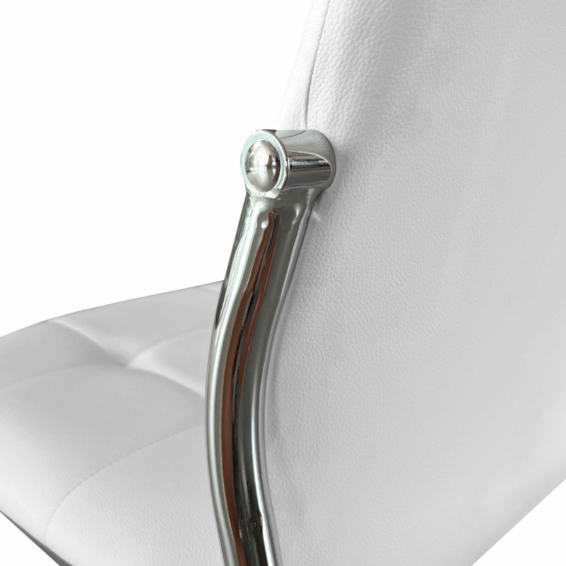 Sillas De Comedor Moderna Laci De Polipiel Y Metal Cromado Color Blanco