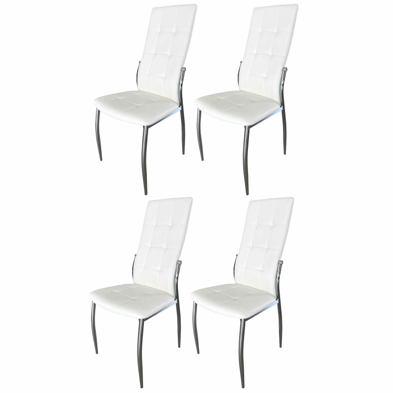Sillas De Comedor Moderna Laci De Polipiel Y Metal Cromado Color Blanco
