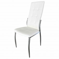 Sillas De Comedor Moderna Laci De Polipiel Y Metal Cromado Color Blanco