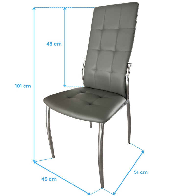 Sillas De Comedor Moderna Laci De Polipiel Y Metal Cromado Color Gris Sillas De Comedor Moderna Laci De Polipiel Y Metal Cromado Color Gris