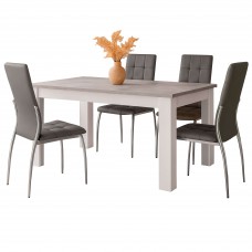 Conjunto Mesa Extensible con 4 Sillas Comedor Color Gris Cemento