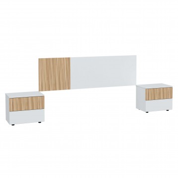 Cabecero De Cama Ethna Con Mesitas En Blanco Artik Y Natur 266 cm