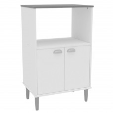 Mueble Auxiliar Cocina Microondas Color Blanco Con Tapa Gris 58x95 cm
