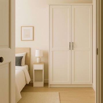 Mesita Slim Blanca y Taupe Ambiente 1