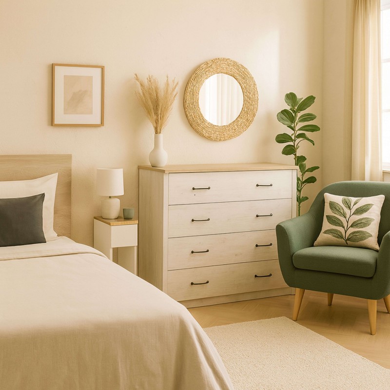 Mesita Slim Blanca y Taupe Ambiente 2