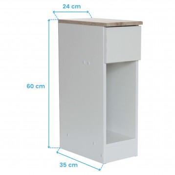 Mesita Slim Blanca y Taupe Cotas