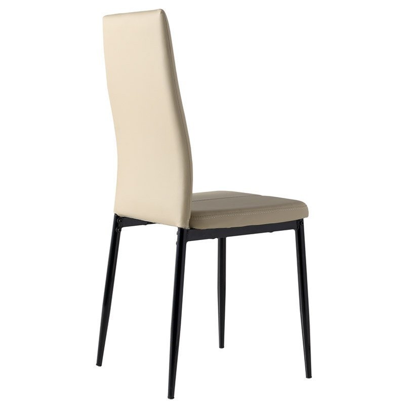 Conjunto Mesa Cristal y 4 Sillas Comedor Color Beige y Negro