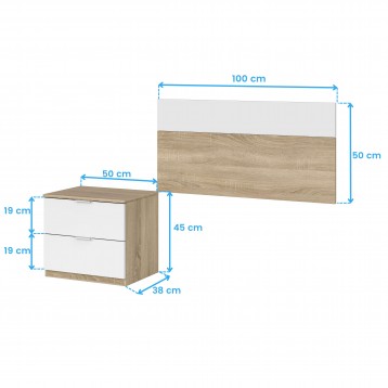 Pack Juvenil Blanco Artik y Roble Canadian Cabecero Cota