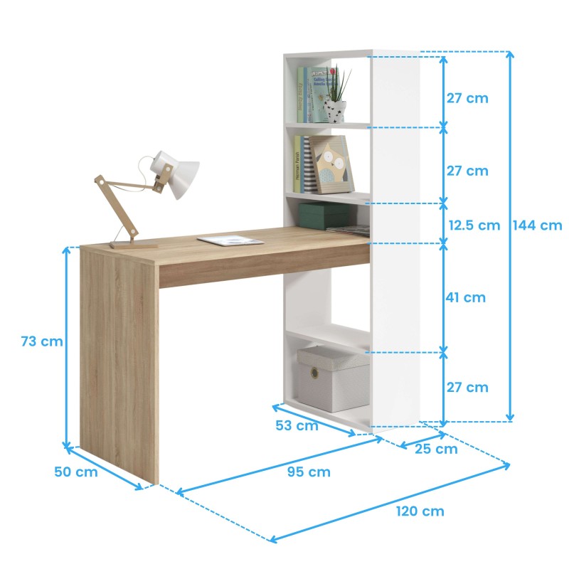 Pack Juvenil Blanco Artik y Roble Canadian Escritorio Cota