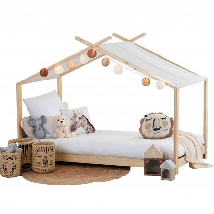 Cama Infantil Tienda de Campaña Ilian Blanco y Roble 90x190 cm
