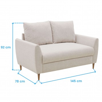 Sofá Mave 2 Plazas Beige Cotas