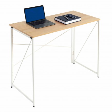 Mesa Escritorio Plegable Practic Color Roble Cambrian y Blanco Mate 100 cm