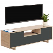 Mesa TV Zaira 150 cm 3 puertas color gris y roble
