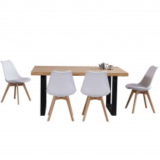 Pack mesa industrial madera y sillas nordicas blancas roble nordish Pack mesa industrial madera y sillas nordicas blancas roble nordish
