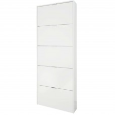 Mueble Zapatero Recibidor Pasillo Blanco Brillo Alto 5 Puertas 70 cm