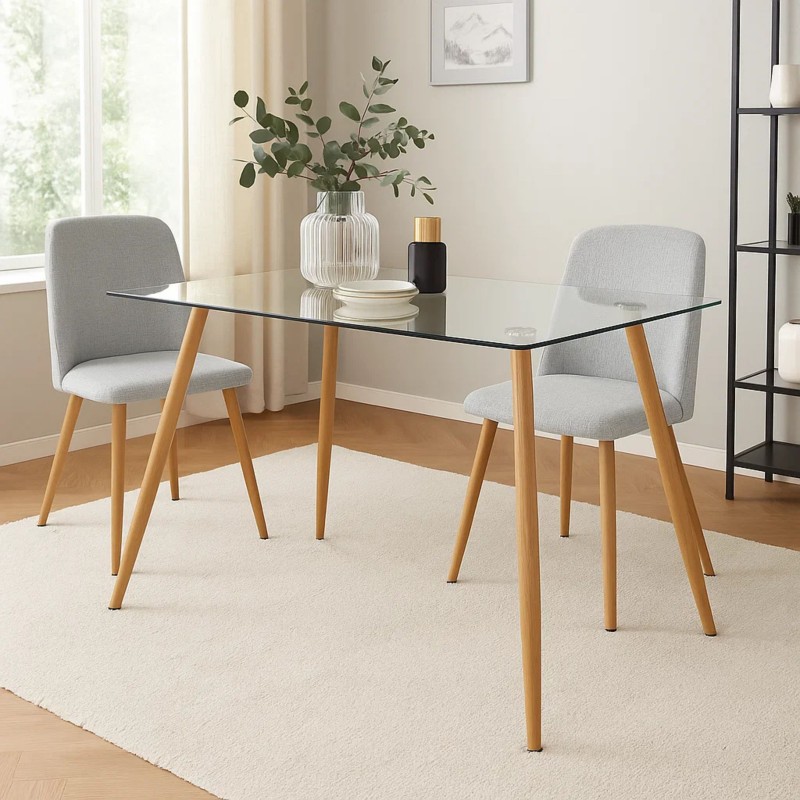 Mesa Comedor Cristal Kler Color Roble Sonoma 140x75 cm