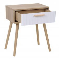 Mesita de noche con cajón Frisa Roble Nordish y Blanco 40x52 cm