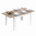 Mesa De Comedor Kendra Extensible Color Blanco Artik Y Roble Canadian 140-190x90 cm