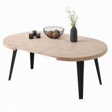 Mesa Comedor Redonda Extensible Berg Madera Color Roble Nordish y Negro 100-180x100 cm Mesa Comedor Redonda Extensible Berg Madera Color Roble Nordish y Negro 100-180x100 cm