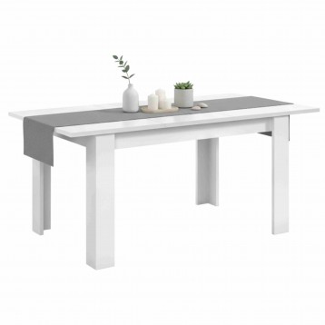 Mesa De Comedor Extensible Salón Comedor Color Blanco Brillo 140-190x90 cm
