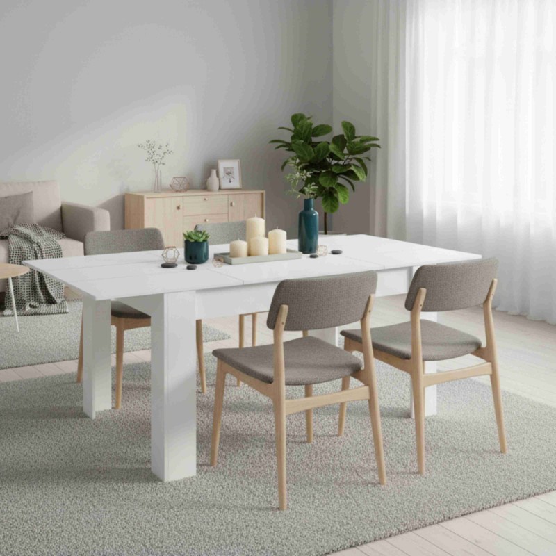 Mesa De Comedor Extensible Bass Color Blanco Mate 140-200x90 cm