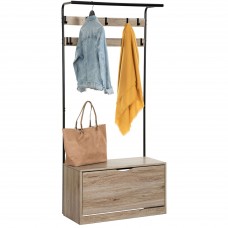 Perchero Entrada Mueble Zapatero Jano Color Roble 80x175 cm