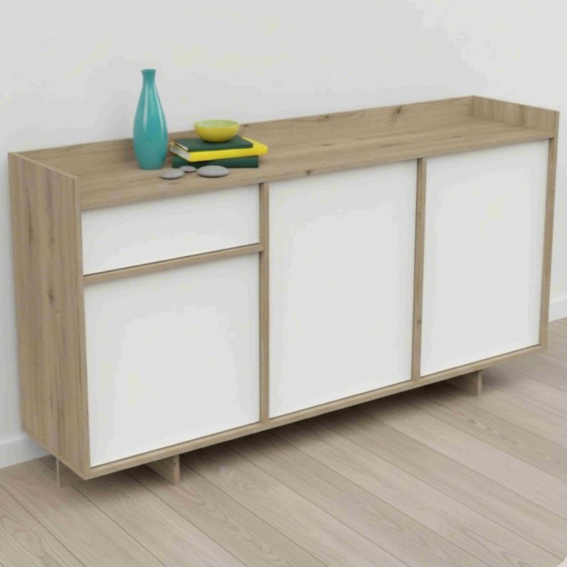 Aparador Salón Lead 3 Puertas Roble Artisan y Blanco Mate 157 cm