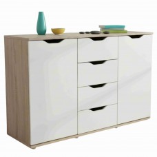 Aparador Salón Parc 2P 4C Color Roble Sonoma y Blanco Mate 120 cm