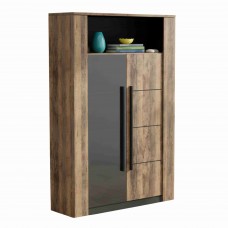 Vitrina Mónaco Color Roble Saloon y Negro 114x176 cm