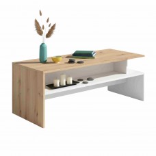 Mesa De Centro Salón Lyra Roble Nodi Y Blanco Artik 108x43 cm