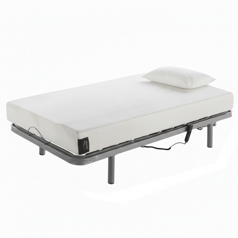 Cama Articulada Eléctrica con Colchón (Somier + Colchón + Patas + Almohada)