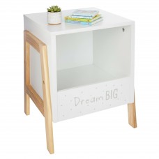 Mesita de Noche Infantil con 1 Hueco en Color Blanco y Roble Claro 33x40x30 cm