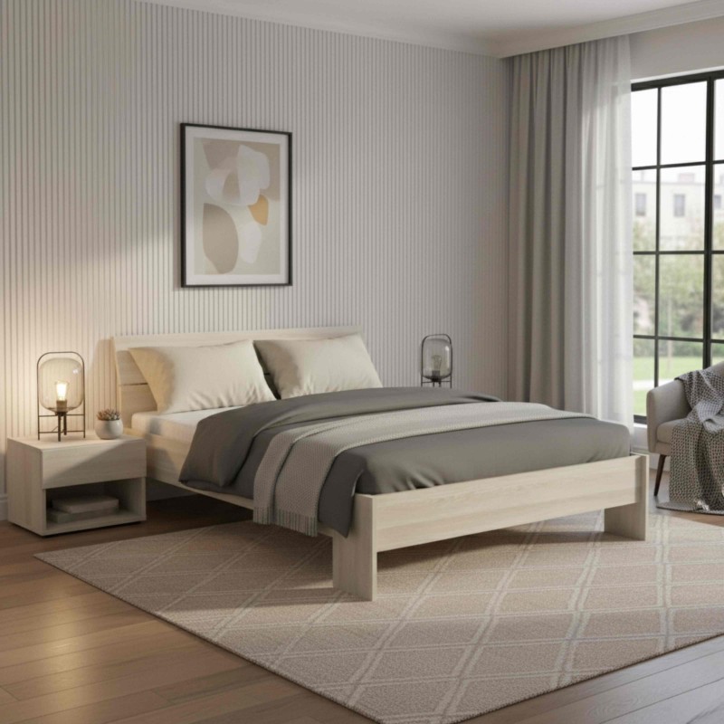 Cama de Matrimonio Prins Color Roble Shannon 135-140x190/200 cm Cama de Matrimonio Prins Color Roble Shannon 135-140x190/200 cm