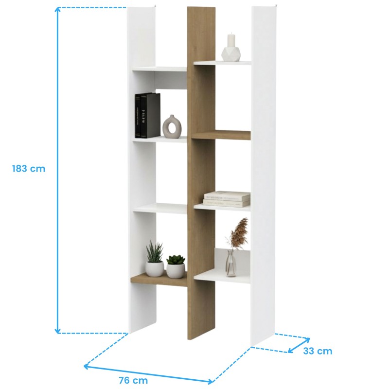 Estantería Librería Alta Acces Roble Hamilton Y Blanco Mate 76x183x33 cm