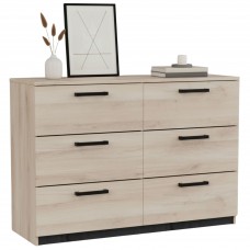 Cómoda Watson 6 cajones Roble kronberg y Roble waterford 119x81 cm