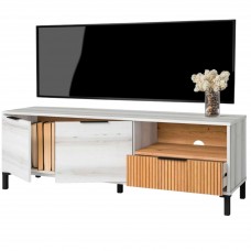 Mueble Tv Tokio Salón Comedor Blanco Albo y Roble Rayado 136 cm
