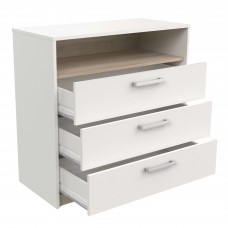 Cómoda De 3 Cajones Watson Color Blanco y Roble Kronberg 83x81 cm